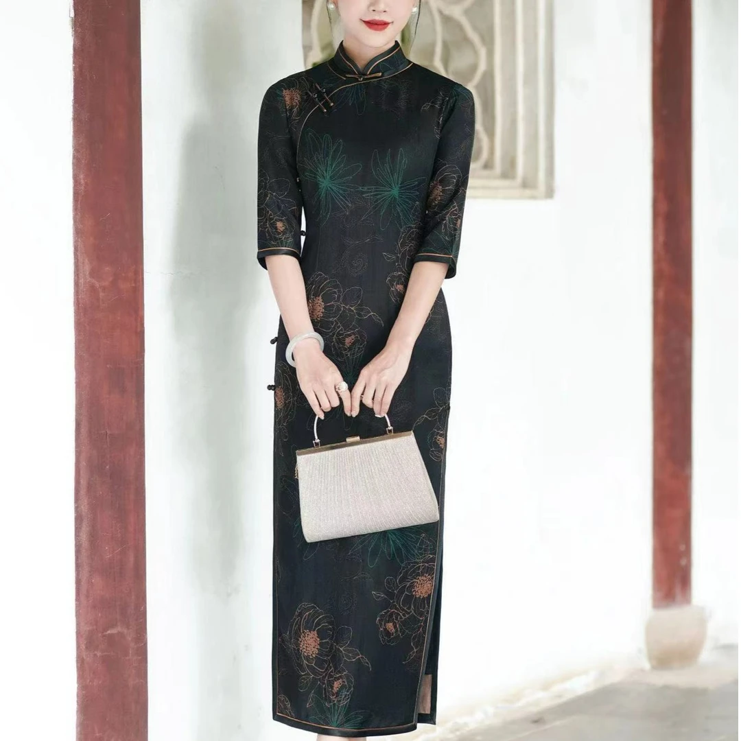 【大丽花】2023年夏季新款复古百搭优雅大方日常淑女旗袍