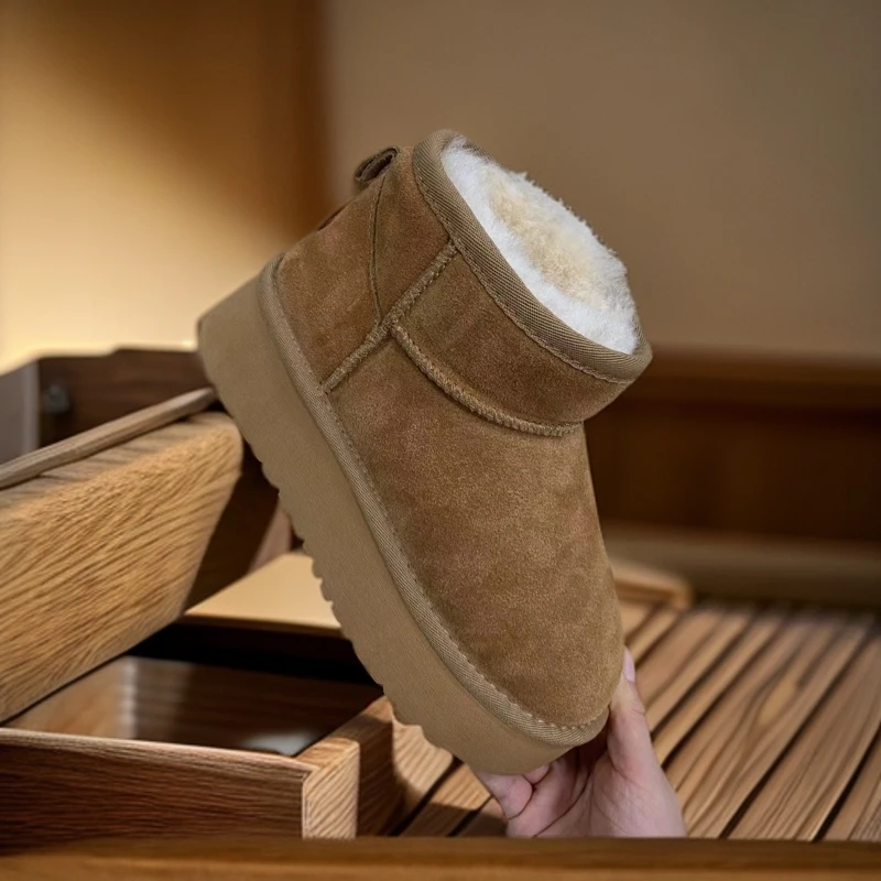 3001断码品牌真皮真毛秋冬雪地靴百搭皮毛一体厚底新疆包邮本地仓