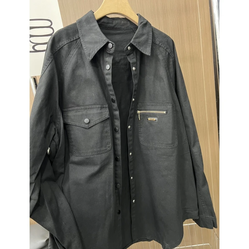 【CB-J档口】韩版宽松休闲长袖设计感小众拉链衬衣外套C8303