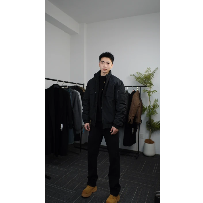 90%白鸭绒羽绒服（绒子）百搭男款外套防风户外立体裁切立领夹克