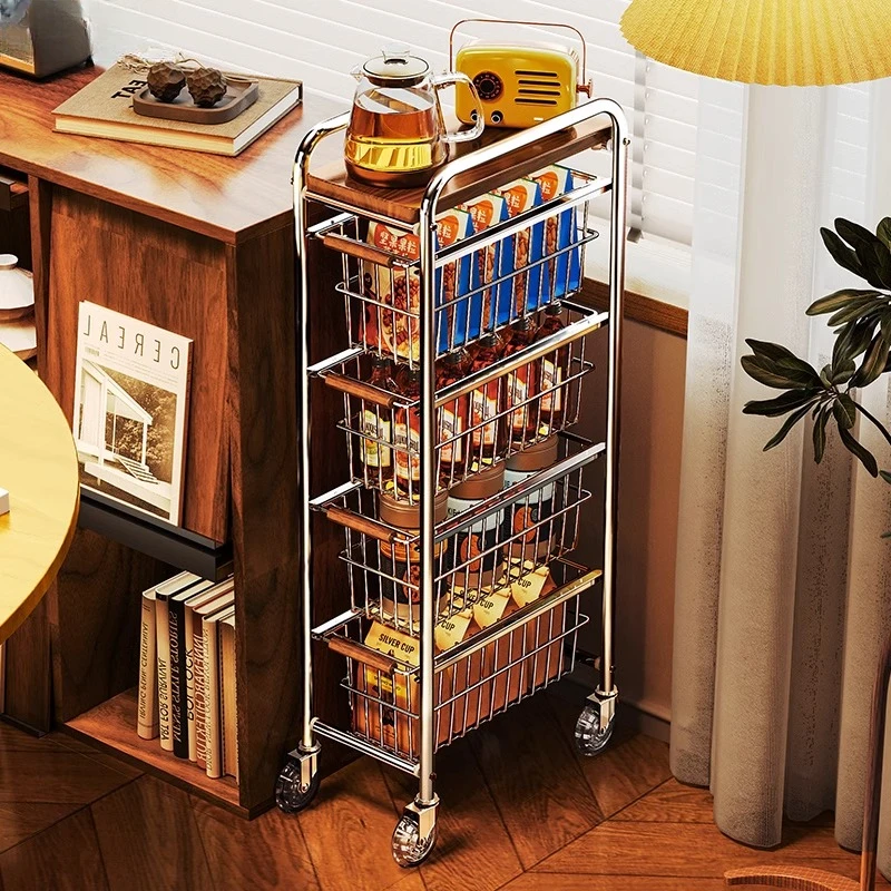 中古小推车客厅零食置物架落地移动厨房果蔬收纳多功能家用餐边柜