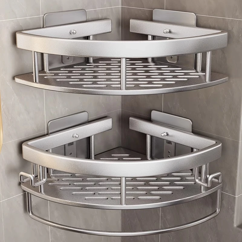 免打孔卫生间浴室三角置物架壁挂式厕所洗手间洗漱台墙上收纳挂架