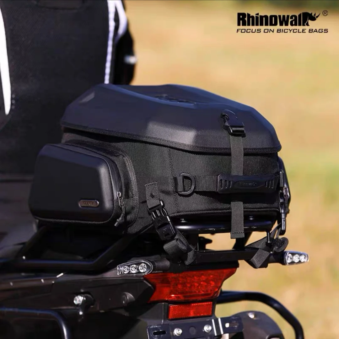 犀牛漫步摩托车后座包尾包驮包装全盔骑行背包机车双肩硬壳头盔包