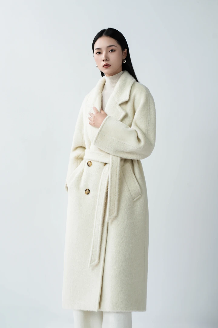 达人专属】秘鲁口苏力羊驼毛经典101801中长款高端保暖毛呢大衣女