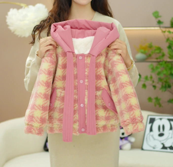 【木子】女童2024秋冬季新款韩版洋气连帽加绒小花外套M1066