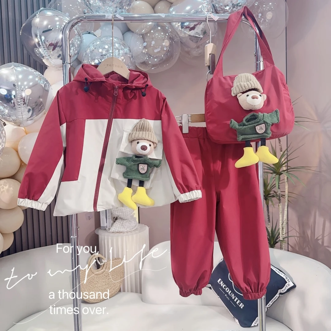 儿童外套套装冲锋衣童装春秋风衣洋气时尚春季连帽秋季秋款