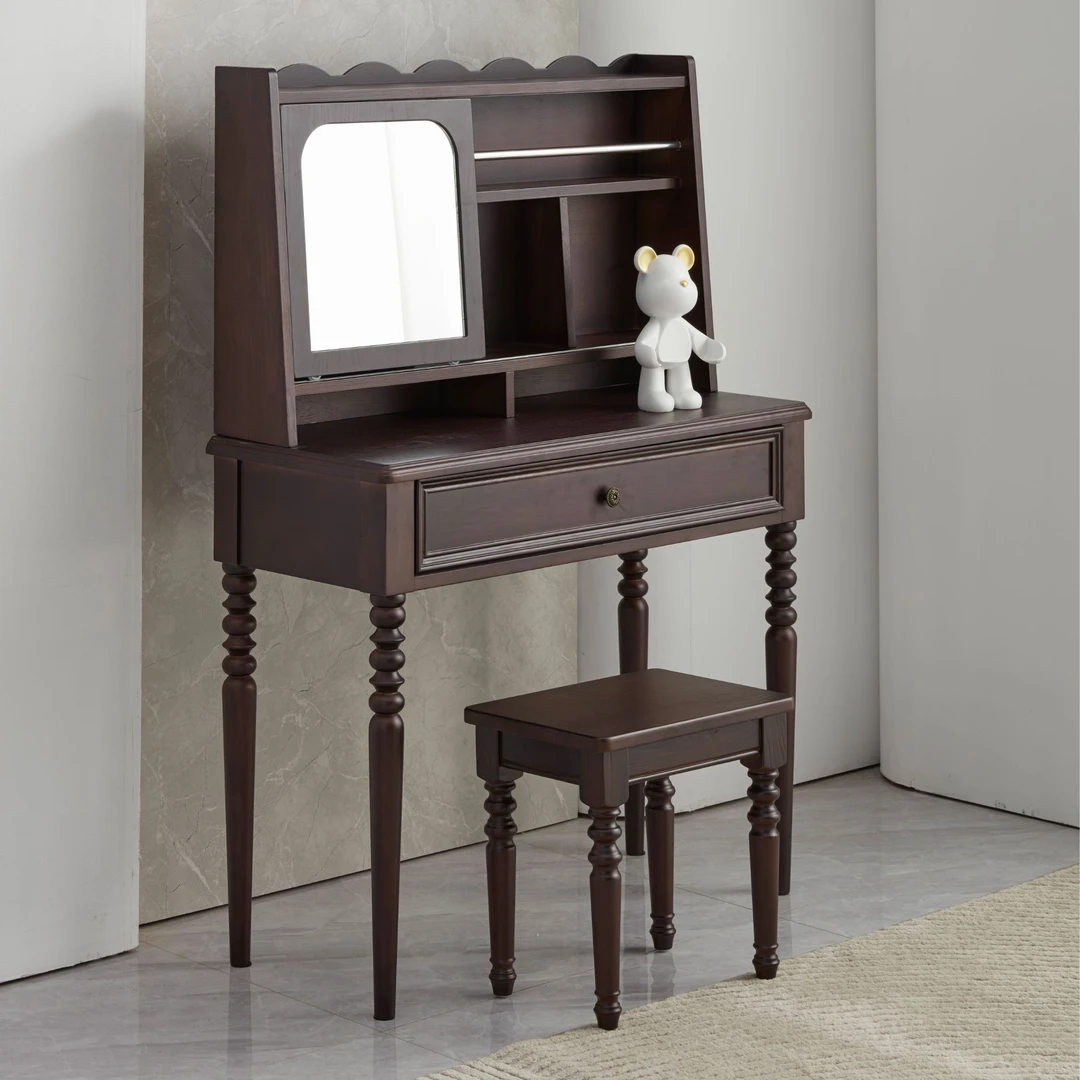 法式复古风梳妆台斗柜梳妆台一体卧室家用化妆桌化妆柜收纳柜一体