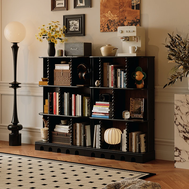 简调家居法式复古置物架书架2024新款卧室家用高级感创意落地