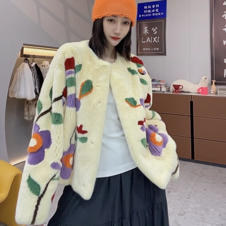 LAIXI/莱兮设计师风格重工扣花时尚女士气质外套 综合链接