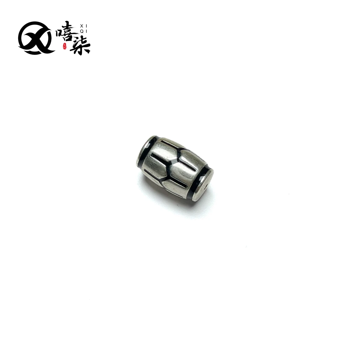 925银银制品 Q375【银寿珠】尺寸9x14 时尚文玩手串108配饰腰珠顶珠
