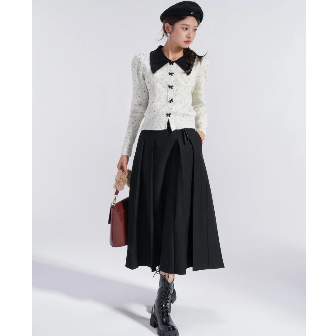 co&sheng小个子定制春季新款学院风撞色翻领年轻时尚开衫针织毛衣