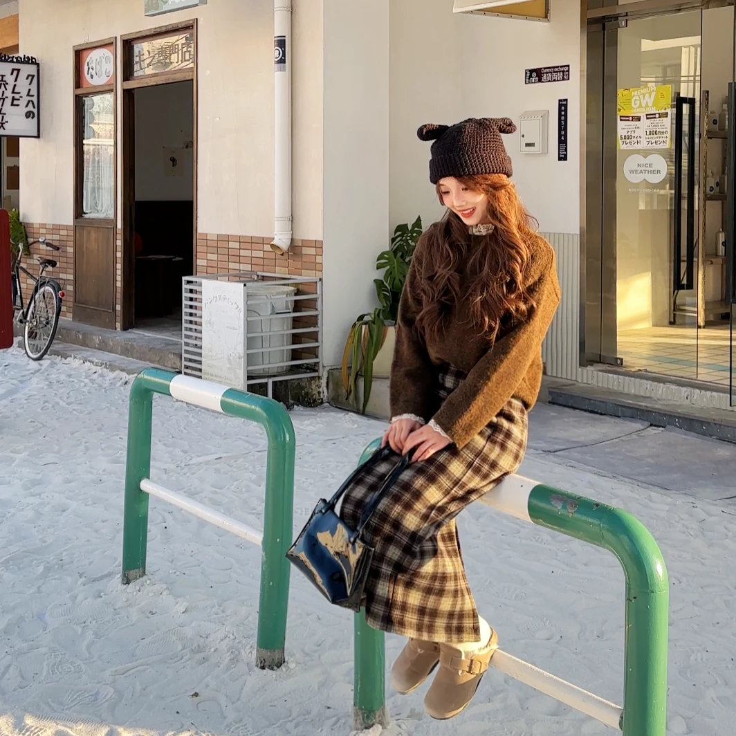 co&sheng重生小个子秋冬新品棕色毛衣纯色百搭含羊毛复古