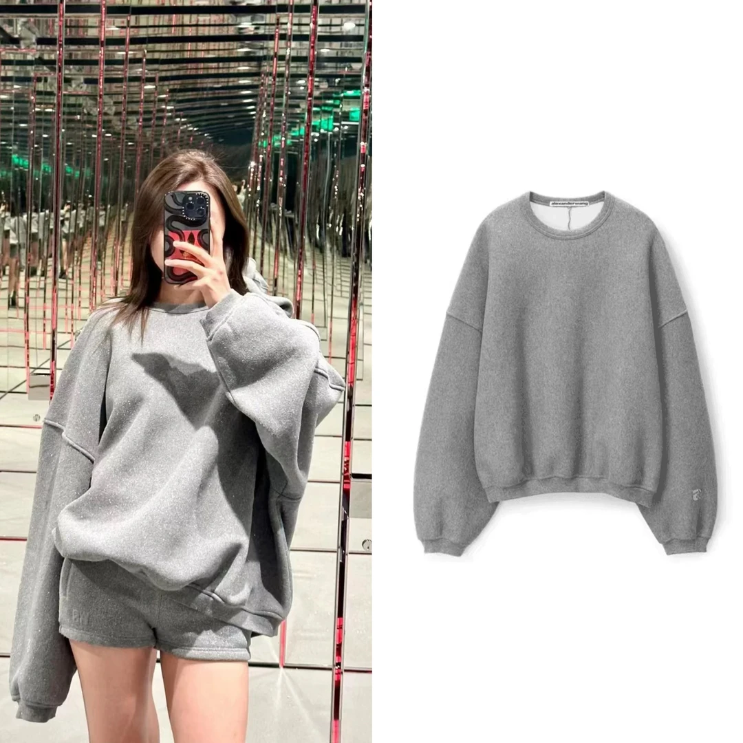 Alexander wang 闪闪系列圆领纯色长袖卫衣 男女同款
