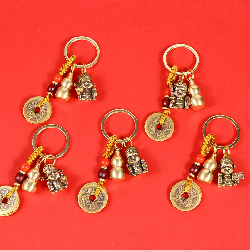 【老师推荐】黄铜生肖专用赵公明钥匙扣挂件汽车挂件使用下单