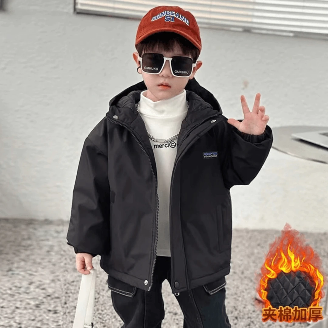 1童装男童外套秋冬季2024新款夹棉轻薄棉服宝宝春季炸街上衣潮