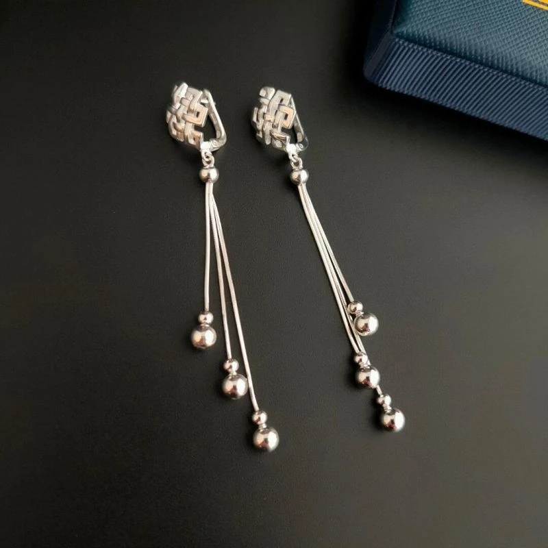 铜合金耳饰 蒙古元素吉祥结流苏耳环民族风复古经典时尚日常款女