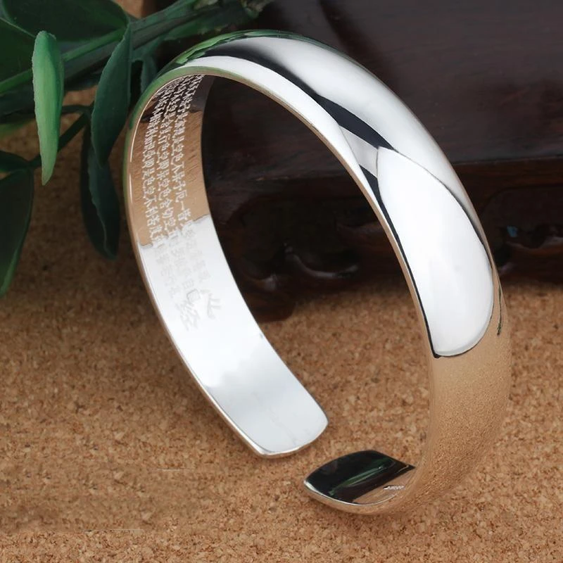 铜合金手镯 小众手镯经典霸气简约光面大号宽版手环实心大手镯男