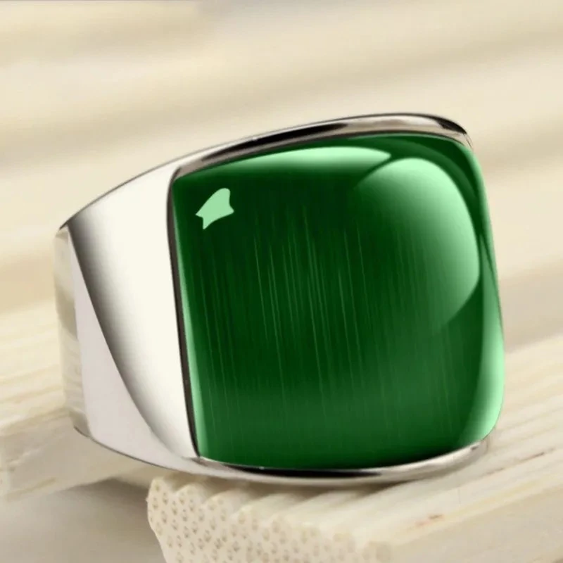 铜合金戒指 时尚新款绿色可调节戒指男女日常出行百搭高级感小众