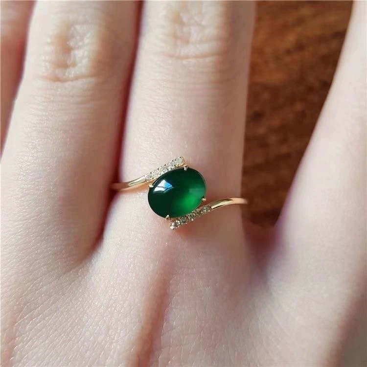 铜合金戒指 蛋面戒指镶嵌指环女精致时尚款复古百搭简约精美