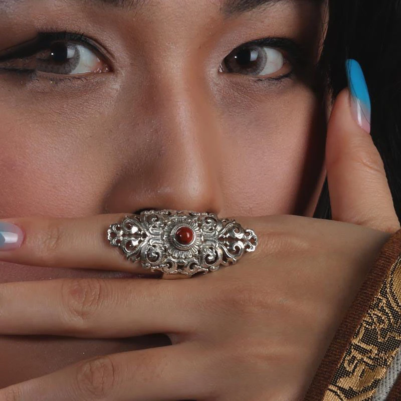 铜合金戒指 时尚潮人个性简约复古夸张手工镂空食指戒指环女百搭