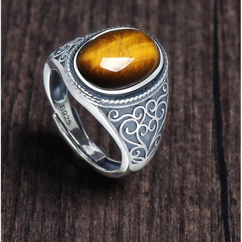 铜合金戒指 心音时尚个性活口男士戒指复古风天然送礼品开口指环