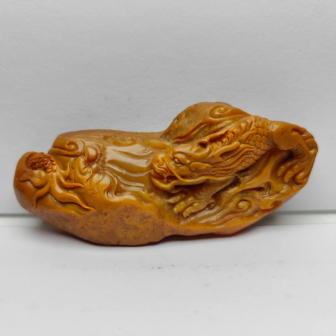 昌化结晶干净老黄田黄石手工雕刻悟道手玩把玩