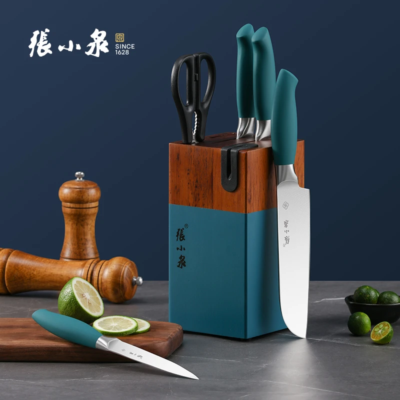 张小泉青韵系列套装刀具六件套家用套装厨具菜刀切片刀厨师锋利