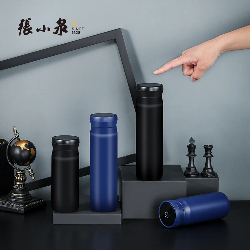 张小泉智能温显保温杯500ML保温保冷杯大容量316L不锈钢带茶滤茶