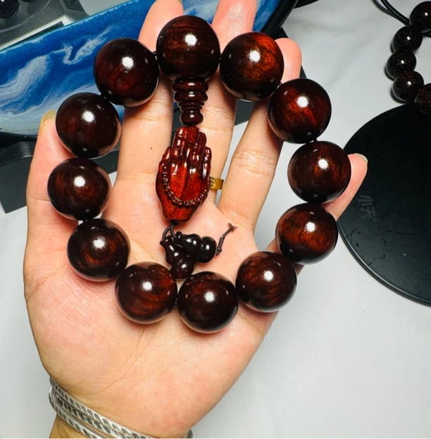 2.0泥料佛手雕刻款老料紫檀颗颗秒沉水+刺绣礼盒