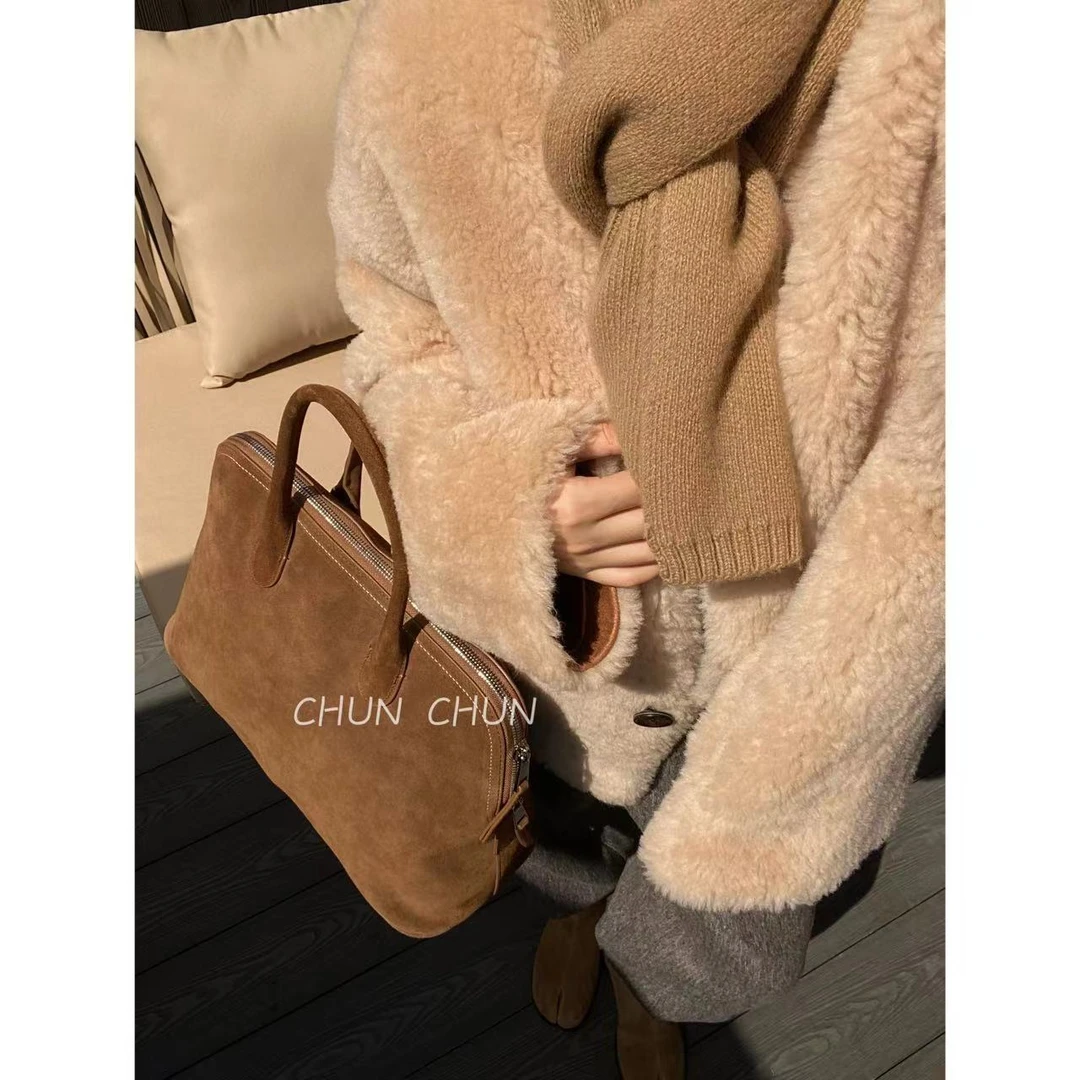 【纯纯女装】 高品质韩一粒扣一体毛外套 40736