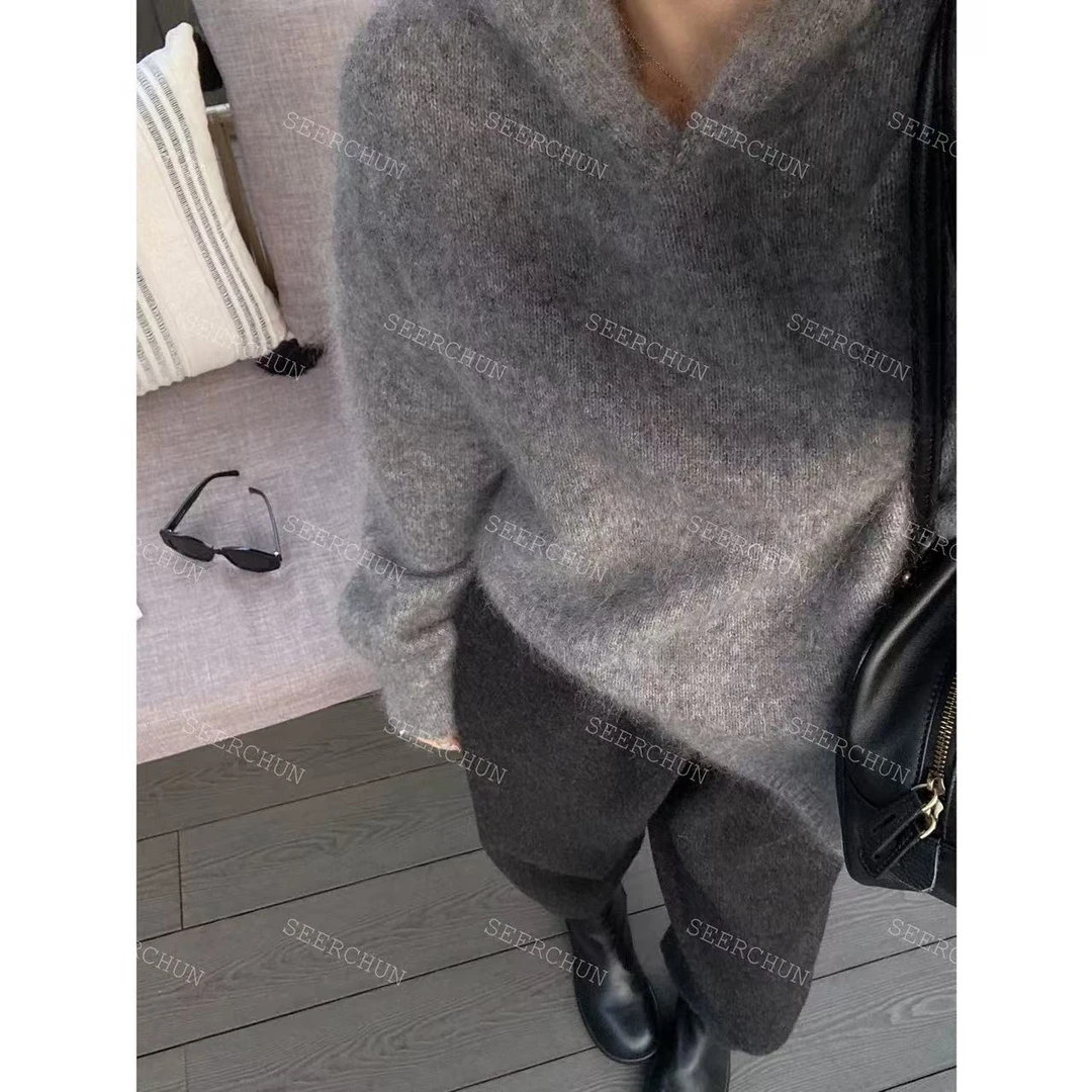 【纯纯女装】SEER CHUN高品质极简连帽软糯马海毛毛衣 41197