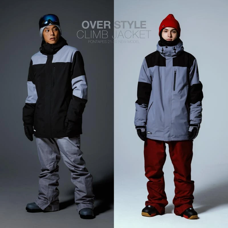 PONTAPES冬季男女滑雪服防水加厚加绒拼色保暖透气单双板滑雪衣