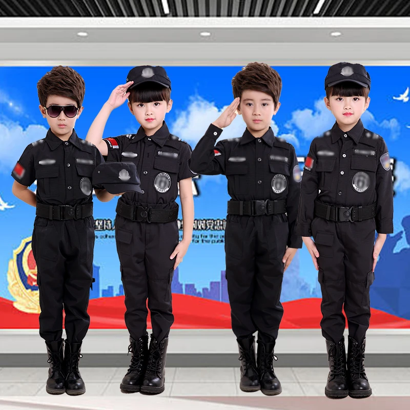 儿童警察服套装小军装特警套装衣服表演服男童警官特训演出服装男