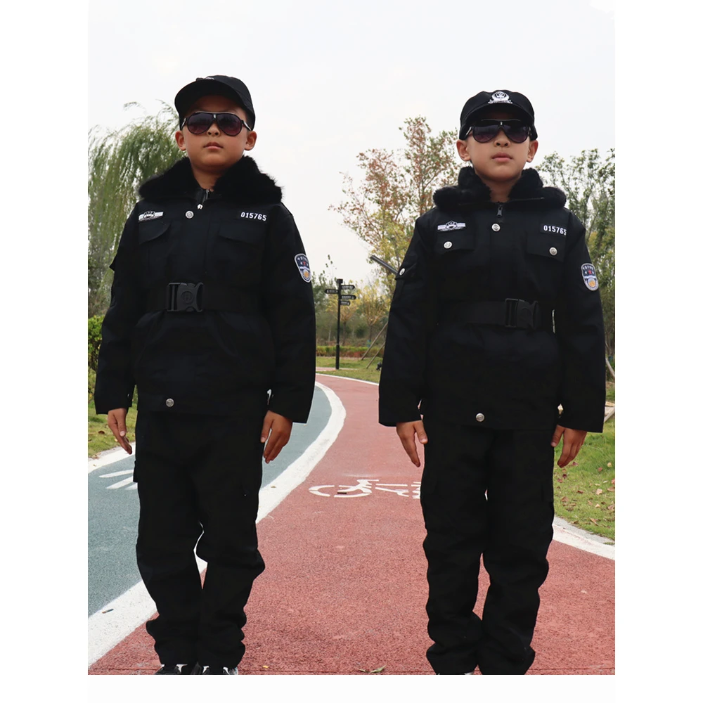 儿童冬款警察特警服加棉男女童小军人特种兵小交警角色扮演演出服
