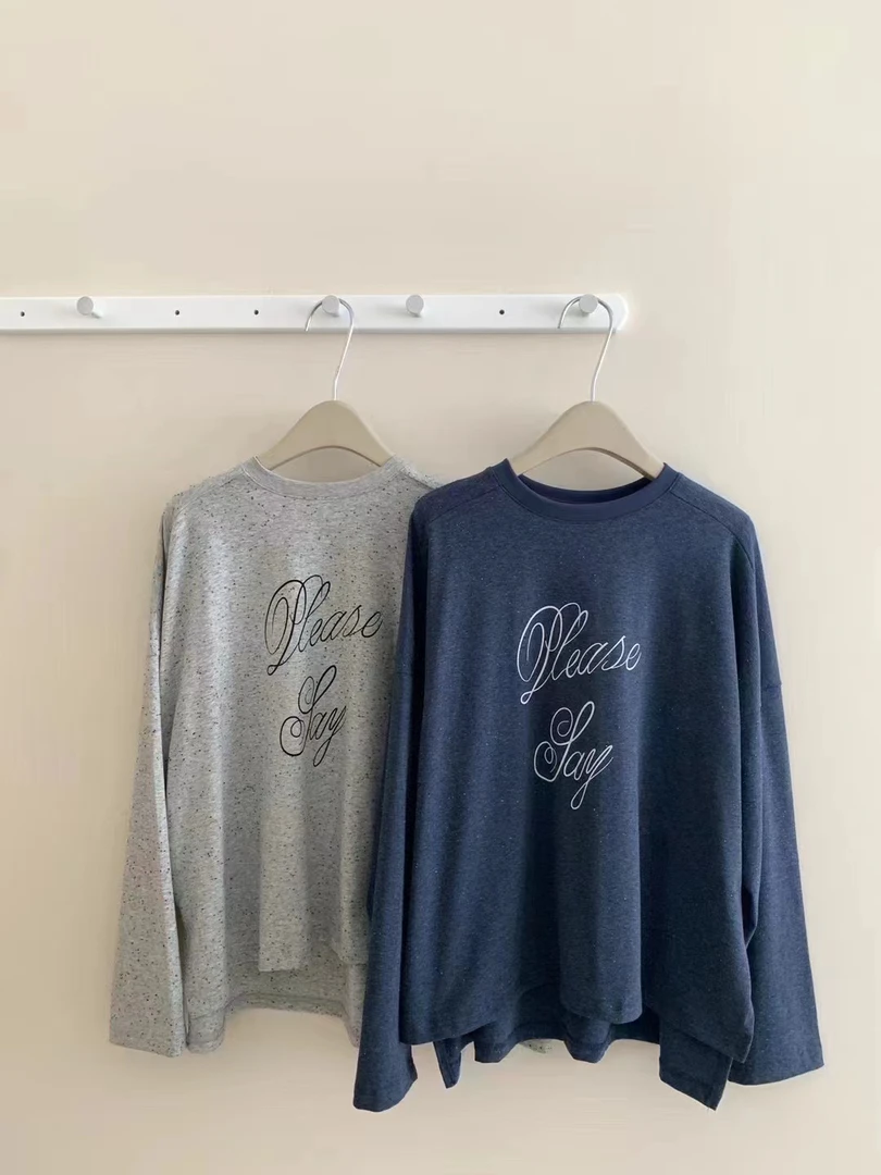 “西海岸”圆领彩棉宽松印花长袖T