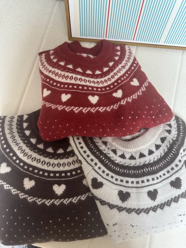 “费尔岛”100浣熊圆领双针手工套头毛衣