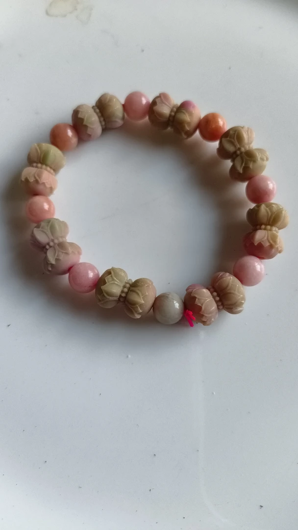 非金属陶瓷手链 七彩盐源并蹄莲手串