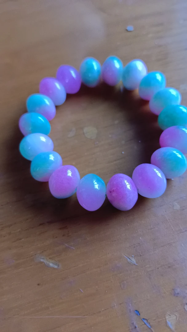 非金属陶瓷手链 粉绿算盘珠手串卡13+