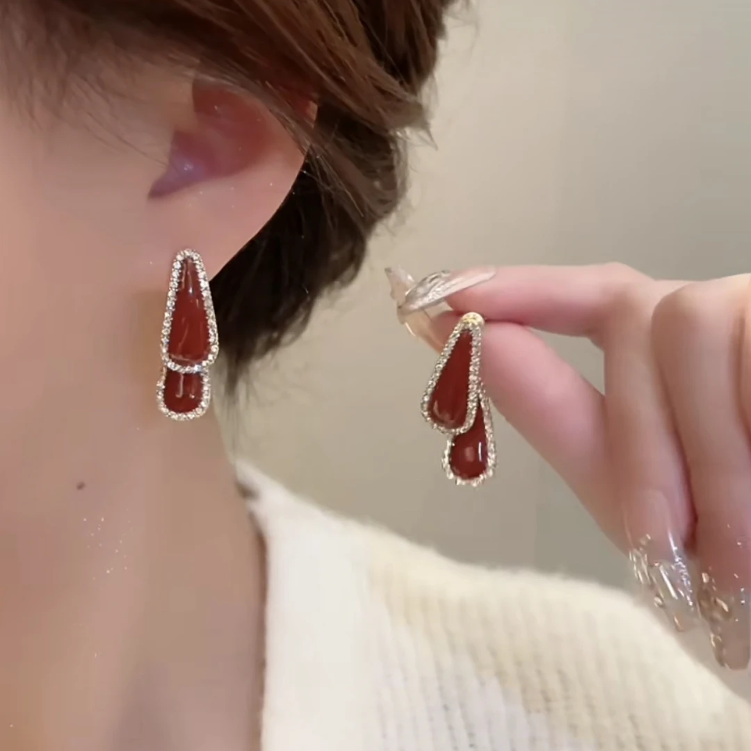 铜合金耳饰 【Q90】气质轻奢百搭简约简约优雅精致网红设计师耳环