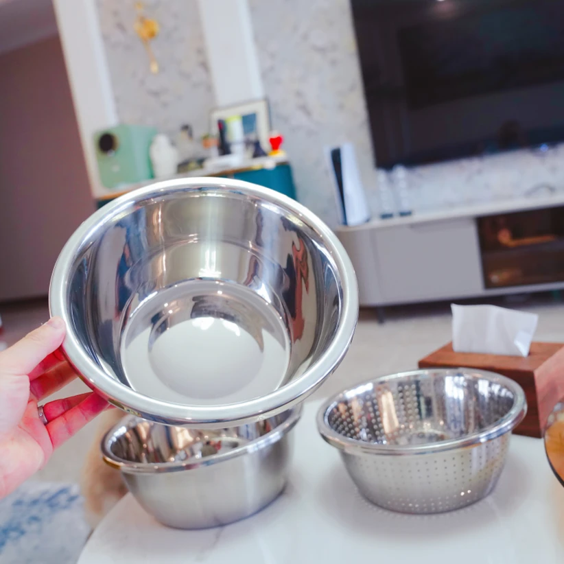 FL 方青凯凯家同款 多功能复合加厚食品级不锈钢料理盆三件套