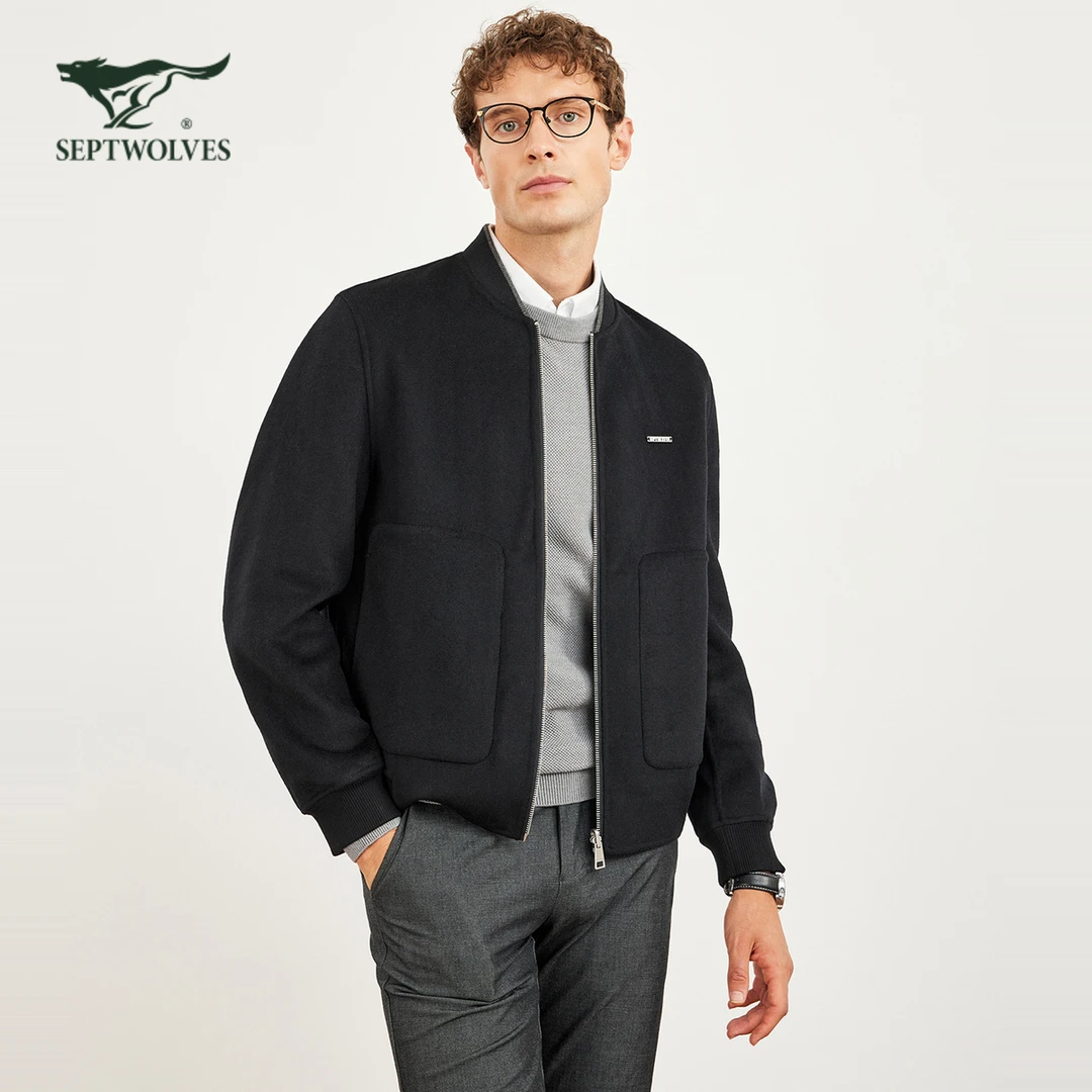 【含羊毛】七匹狼棒球领双面夹克男 2025秋冬新款男士休闲毛呢外套