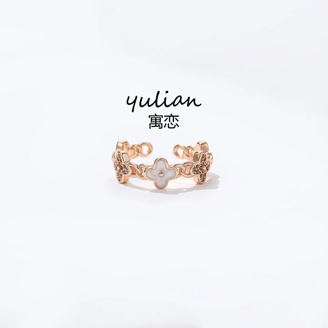 YULIAN/寓恋   luckw clover轻奢时尚开口戒一OJZ-4005