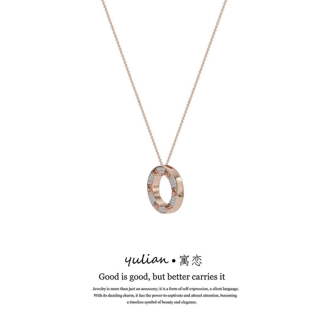 铜合金项链 YULIAN/寓恋 大饼满镶项链时尚气质一YL-2038
