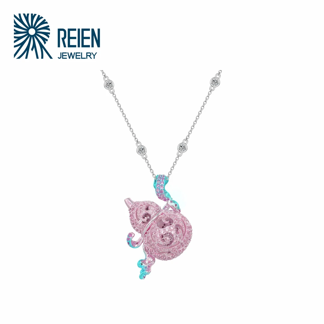 REIEN 坠链均925银合成锆石 小众原创轻奢时尚 葫芦吊坠 RC6201PK