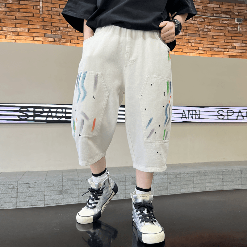 男童七分裤夏季薄款2024新款韩版儿童中裤夏装中大童休闲裤子潮流