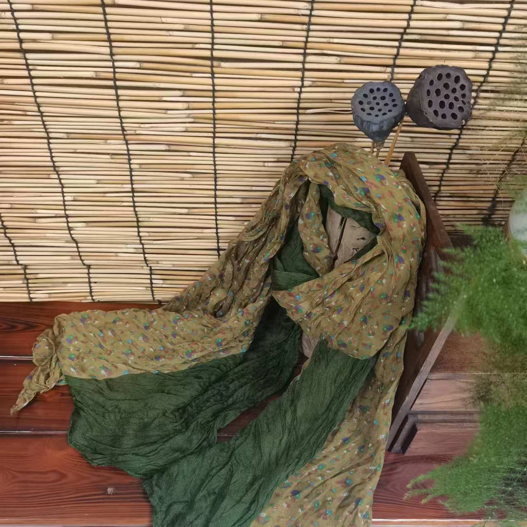 03双拼色碎花百搭围巾