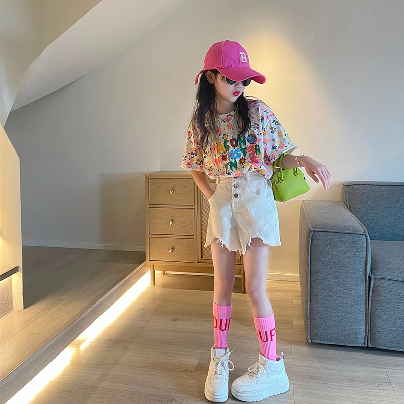 女童夏季套装2025新款洋气儿童网红时髦短袖短裤童装女孩大童夏装