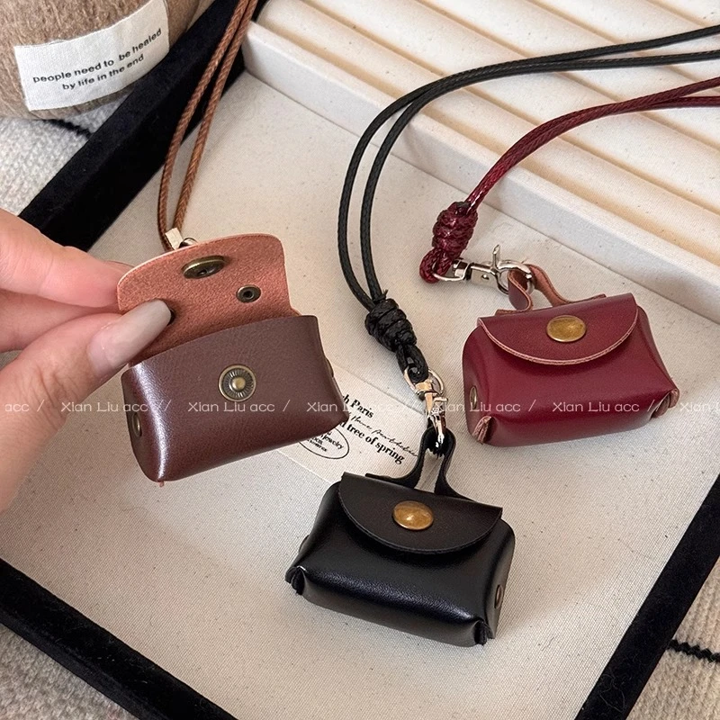 合金皮质项链  小巧百搭零钱包项链女小众复古精致毛衣链平替好物