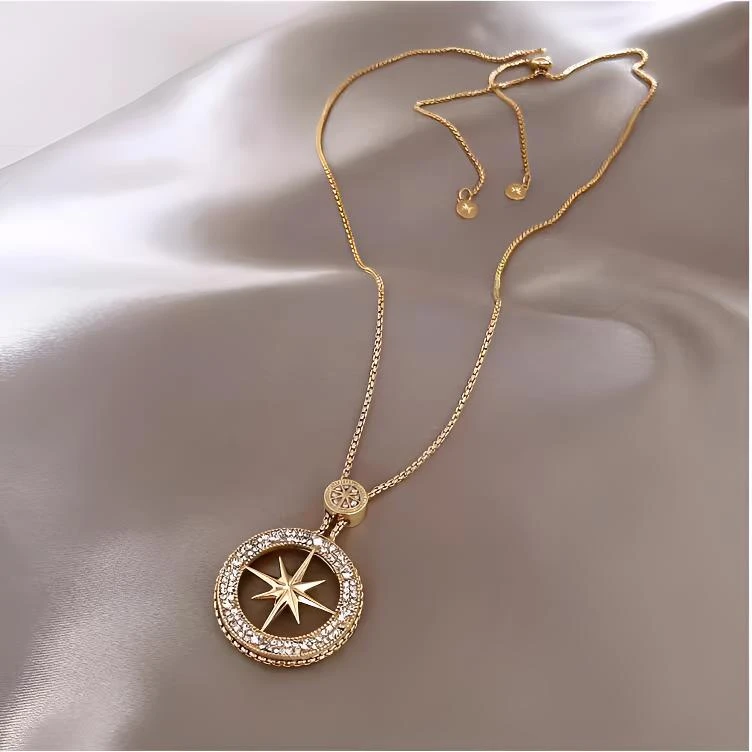 铜合金项链  气质八芒星毛衣链百搭简约网红复古项链女时尚设计感