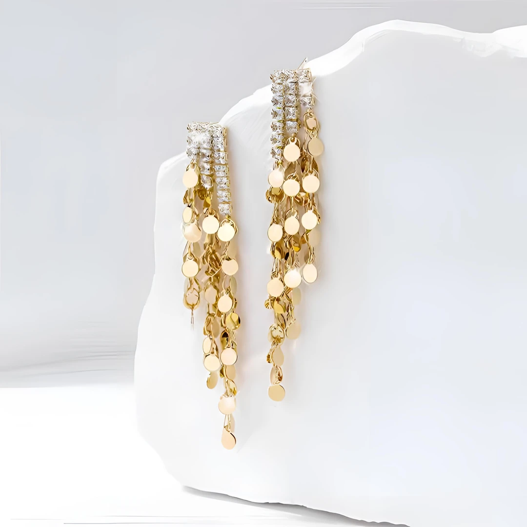 铜合金耳饰  时尚千金气质亮片流苏耳环女高级感轻奢显脸小耳饰女